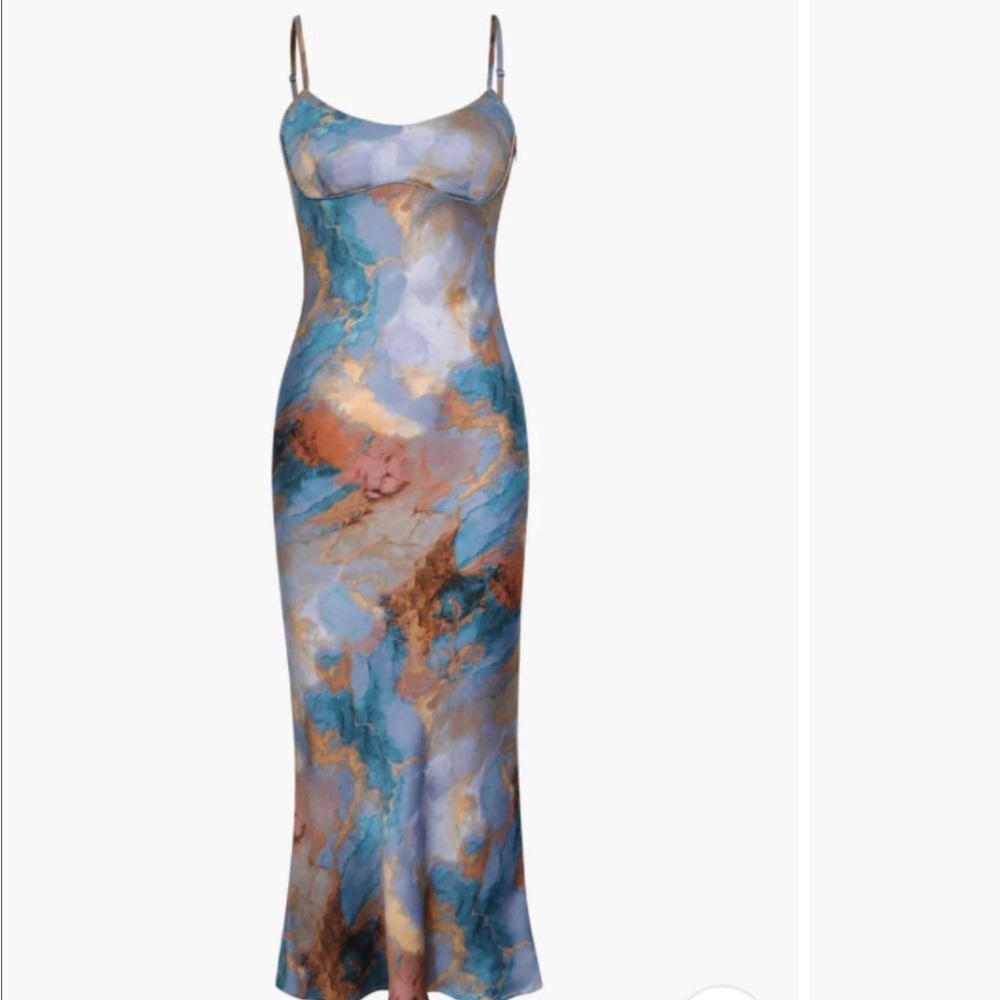 Micas Marbled, Multicolor Spaghetti Strap Dress